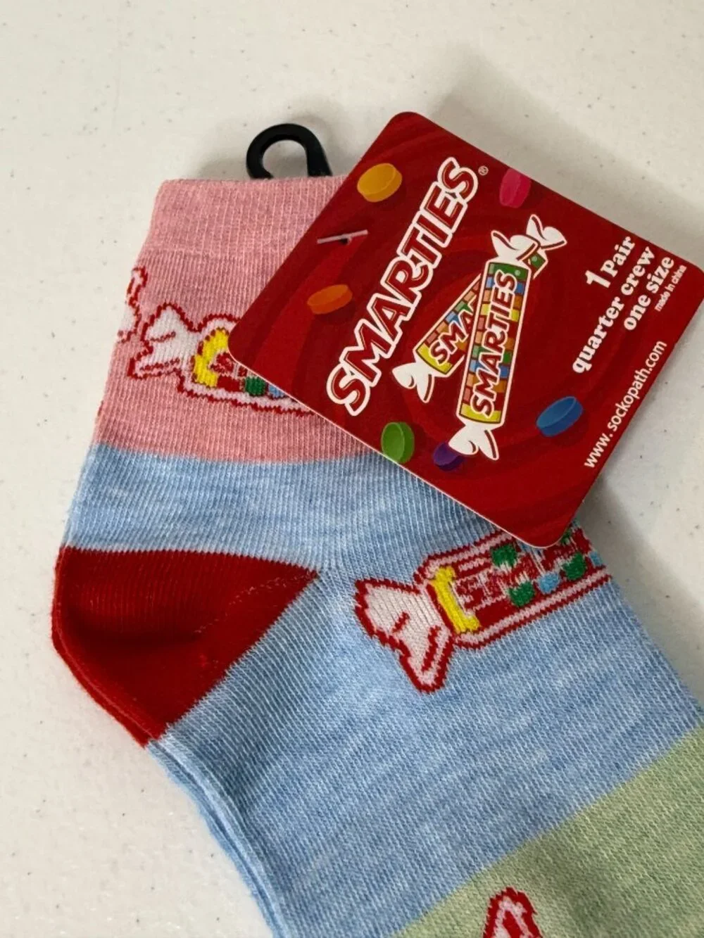 Smarties Candy Quarter Crew Socks Pastel Novelty Graphic New